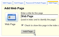 Page where you enter the page name to finalize adding a new page